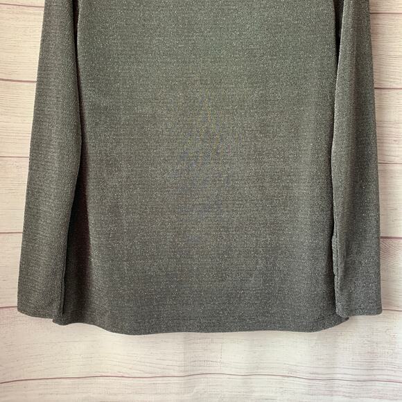 Banana Republic Gray Metallic Shimmer Blouse Long Sleeve Size Large - Picture 3 of 16